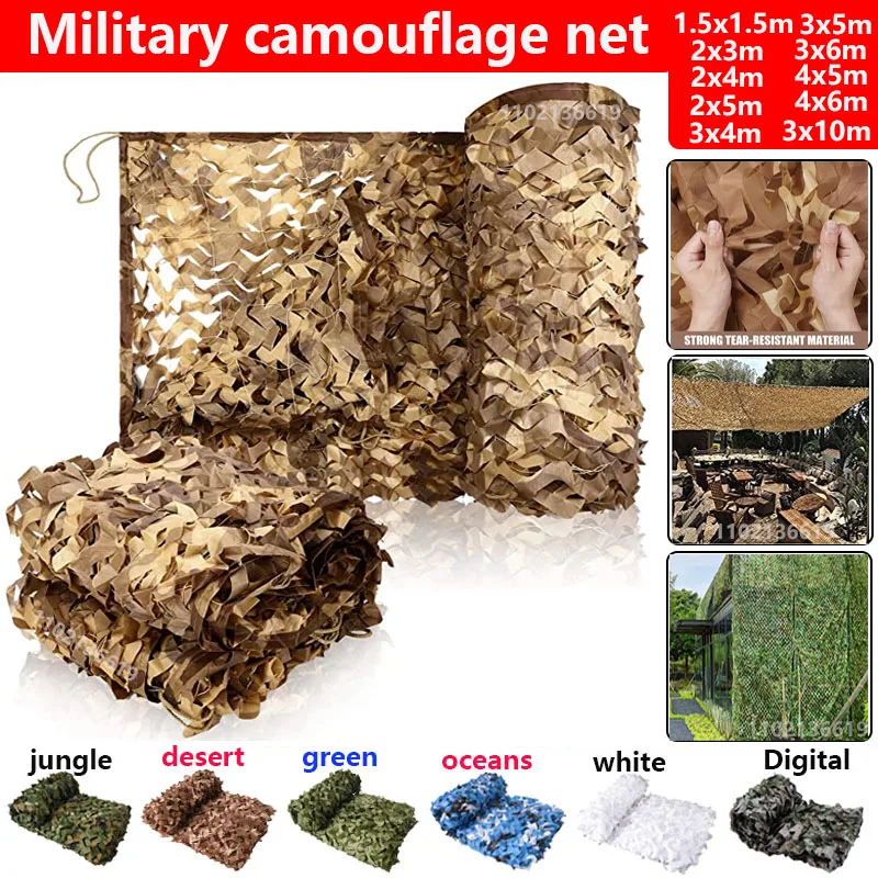 Military camouflage net hunting camouflage net garden gazebo net car awning white green black jungle desert color 4x5m3x5m2x2m-animated-img