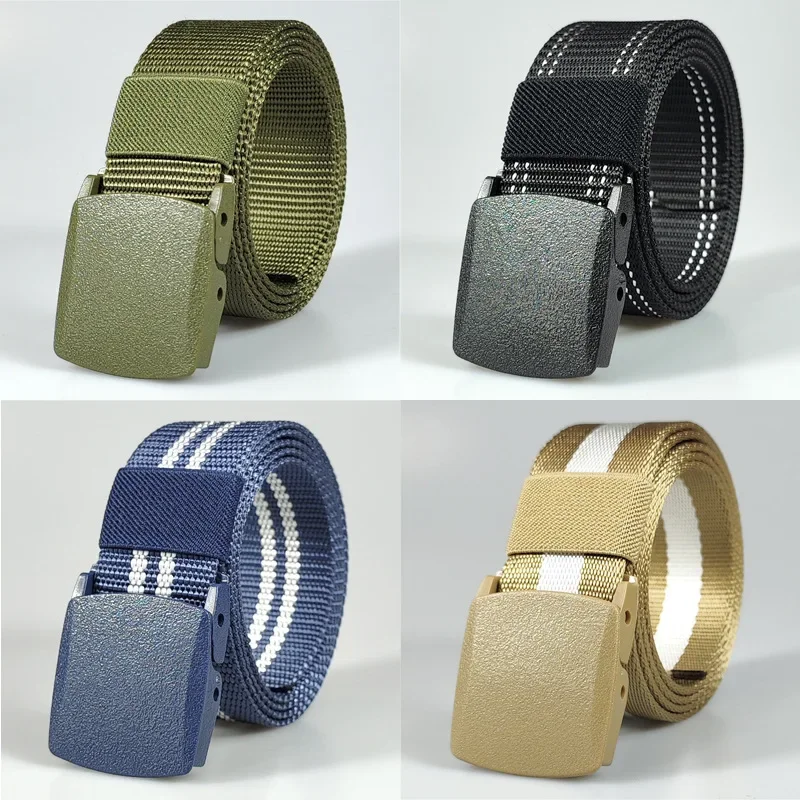 Automatic Buckle Light Comfortable Non-metal Military Nylon Belt Outdoor Hunting Multifunctional Tactical Canvas Belts for Men-animated-img