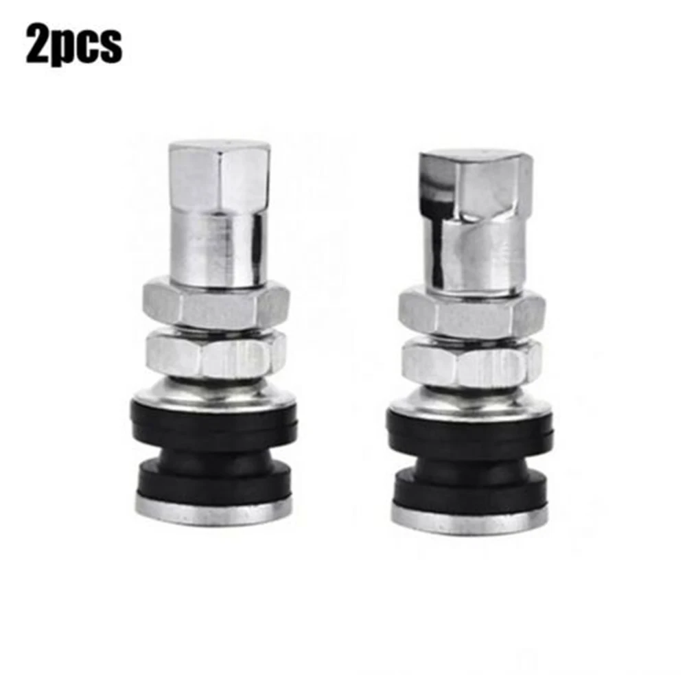 2pcs Tire Valve Short Stems Car Tubeless Vacuum Tire Metal Valve Stems Dust Silver Wheels Tires Parts Replacement-animated-img