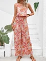 Elegant Long Jumpsuit Women Sexy Backless Wide Leg Jumpsuits Casual Sleeveless Floral Rompers Summer Clothes For Woman 2024 New preview-4