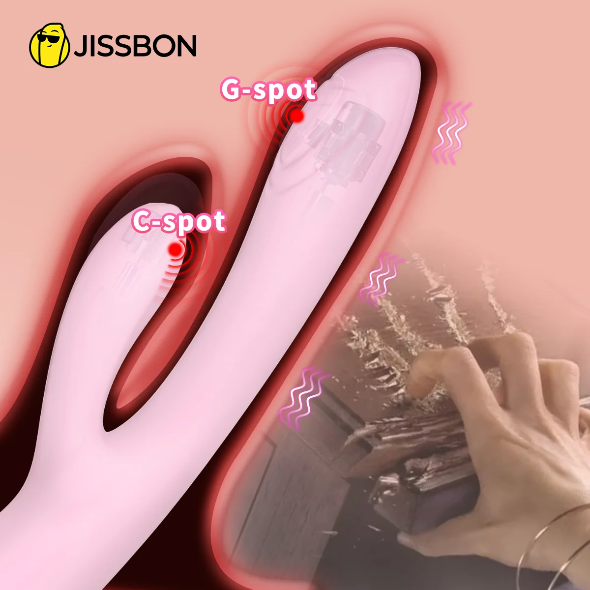 Jissbon Women Sex Toy Dildo Vibrator Double Penetration G-spot Vibrator Best Wand 16 Vibration Modes Sex Products for Women