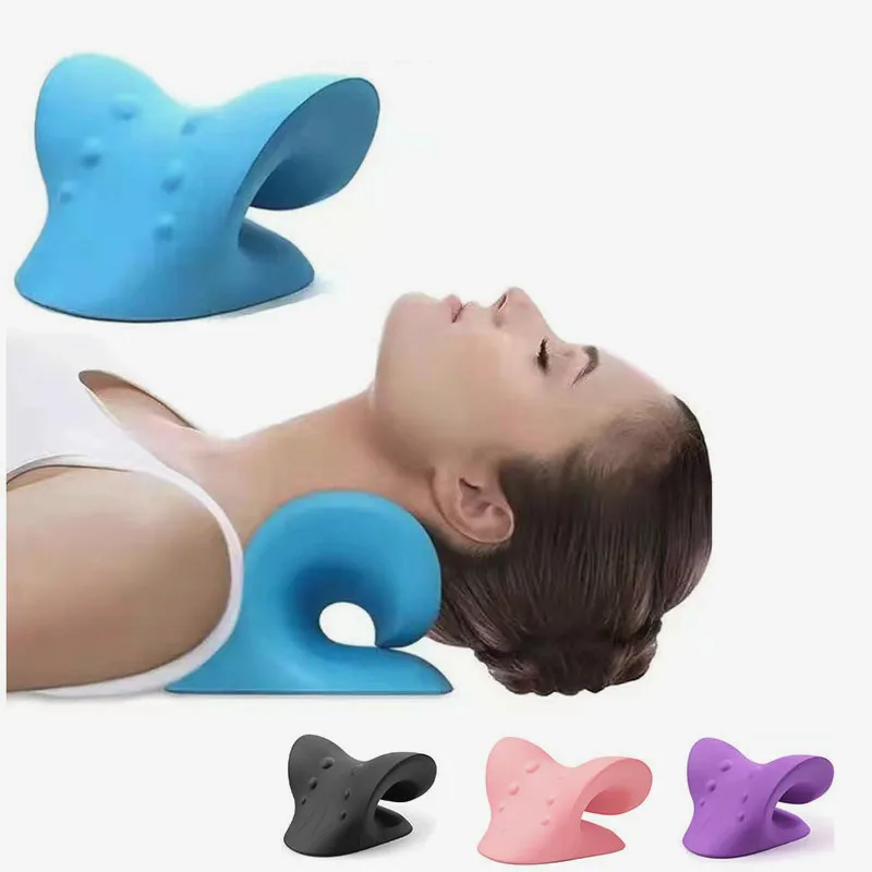 Massage Pillow Neck Shoulder Cervical Chiropractic Traction Device Head Back Relaxer for Pain Relief Body Massager-animated-img