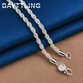 Charm 925 sterling silver Accessories Men 4MM 40-60cm 2PCS Rope Chain Necklace Bracelet Women Fashion Wedding Gift Jewelry preview-2