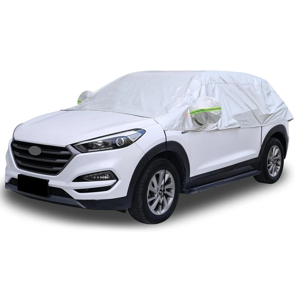 SUV Car Covers Sun Heat Protection Snow Ice Waterproof Half Top Cover, Thin Lightweight Dustproof Window Cover for 4x4 Autos-animated-img