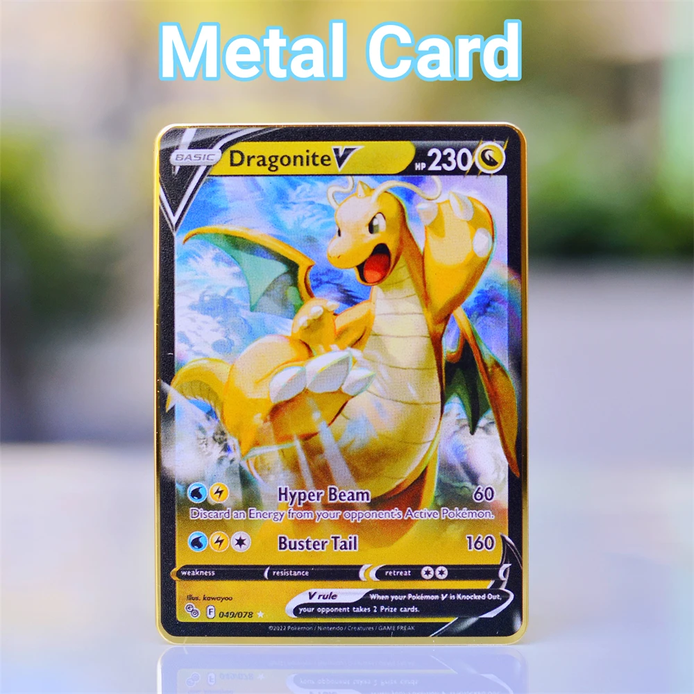 2023 Metal Pokemon Cards Letters Spanish Charizard Pikachu Gengar Mewtwo  Shiny Iron Pokémon GX Vmax EX Game Children Toys