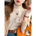 Women's Turtleneck Sweater Winter 2024 Retro Red with Velvet Lining Thickened Inner Wear Thermal Knitting Bottoming Shirt preview-3