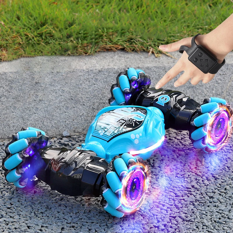 4WD RC Drift Car With Music Led Lights 2.4G Gesture Radio Remote Control Spray Stunt Car 360° Rotating Climbing Car Toys Gift-animated-img