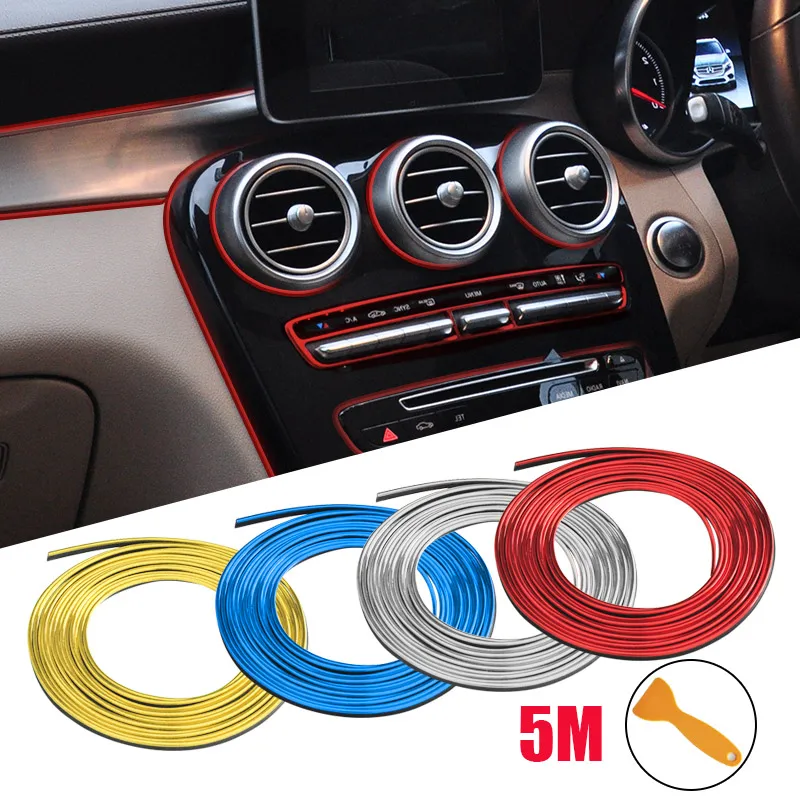 Universal Car Moulding Decoration Flexible Strips 5M/3M Interior Auto Mouldings Car Cover Trim Dashboard Door Edgein Car-styling-animated-img