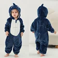 Green Dinosaur Baby Boy Jumpsuits Kids Overalls Girl Onesies Winter Warm Hooded Baby Rompers Newborn Clothes Halloween Costume preview-2