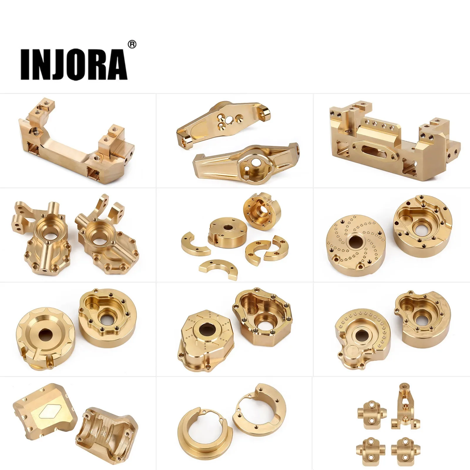 INJORA Heavy Brass Counterweight Portal Drive Housing Bumper Holder Axle Mount for RC Crawler TRX4 TRX-4 TRX6 Upgrade Parts-animated-img