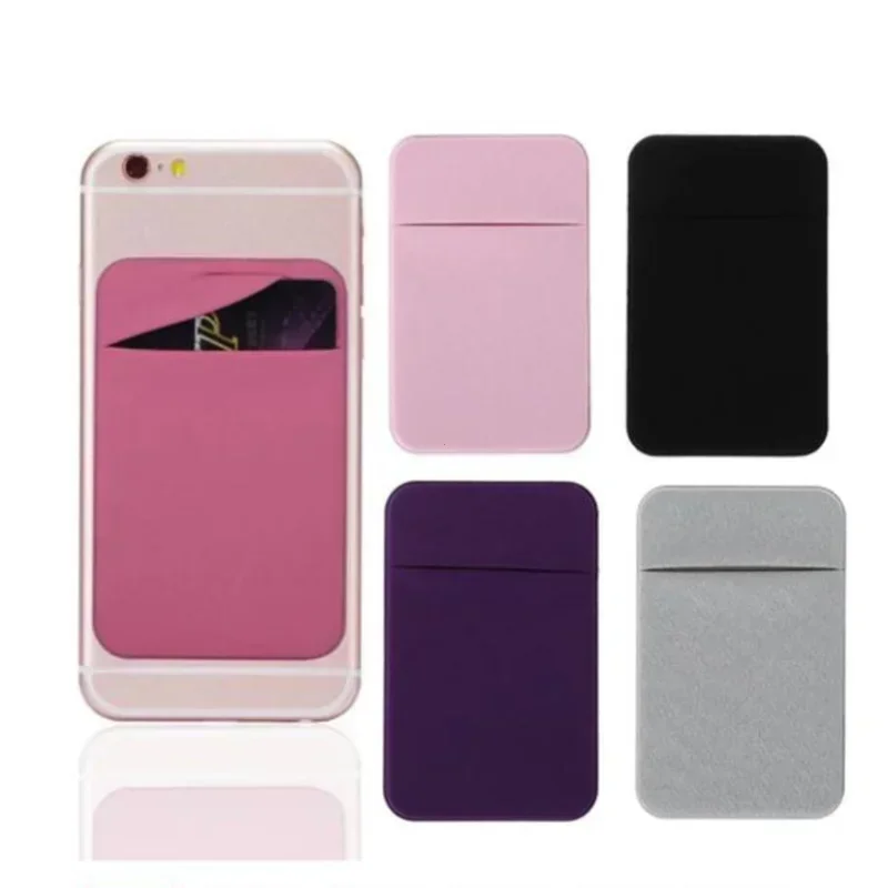 1PC Fashion Elastic Cloth Cell Phone Card Holder Mobile Phone Wallet Case Credit ID Card Holder Adhesive Sticker Pocket-animated-img