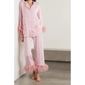 Sleeper 2022 Early Spring New Women's Feather Trim Crepe De Chine Pajama Set Net-a-porter