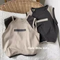 T-Shirts Korea Boys Vest Summer Children Sleeveless Girl Tops Baby Thin Vest 2024 Simple Fashion Round Collar Simple