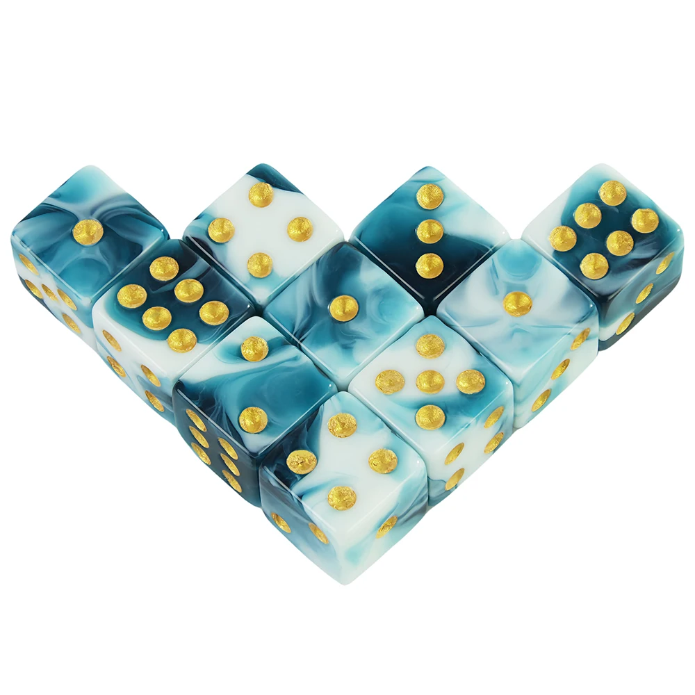 Mix Color Effect 6 Sided Dice 12mm Square Corners Playing for Tabletop Game, Gambling Board Poker Dice,10PCS/Set-animated-img