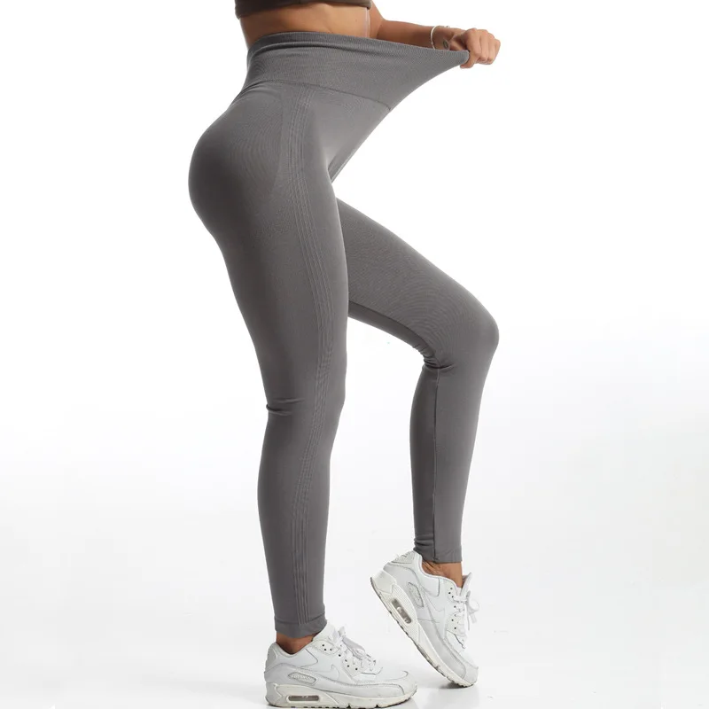 High Waist Fitness Tight Sport Leggings Women's Hip Lifting Pleated Seamless Gym Leggings Women Slim Workwear Elastic Yoga Pant-animated-img