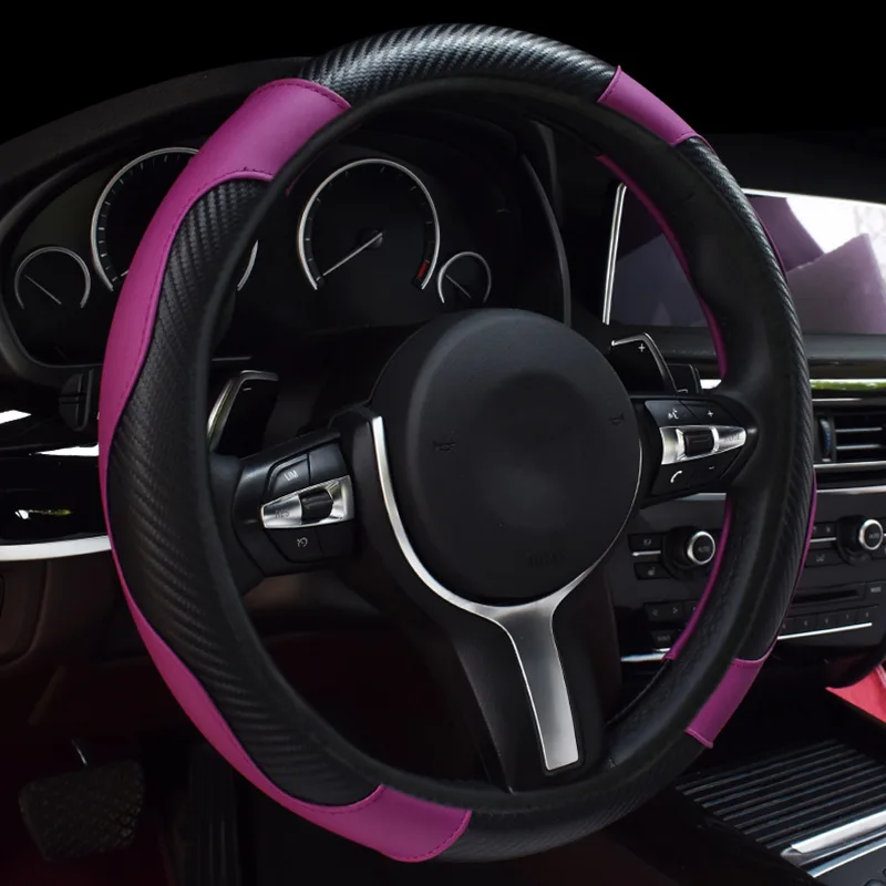 GM Steering Wheel Cover Stretch Carbon Fiber Leather Without Inner Ring-animated-img