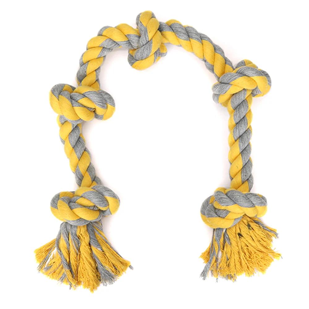 Dog Rope Toys for Large Medium Dog Strong Durable 5 Knots Cotton Rope Dog Toy for Aggressive Chewers Interactive Tug of War Toys-animated-img