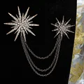 Hesiod Fashion Women Brooch Crystal Charm Star Sparking Chain Brooches Lady Dress Decoration Wholesale