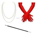 Drop Shipping 1920s Vintage Party Suit Bachelor Party Necklace Gloves Smoke Pole 3-piece Set Women's Party Suit Cruella Disfraz preview-1