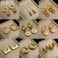 EILIECK 316L Stainless Steel Simple Hoop Earrings For Women High Quality Waterproof Gold Color Fashion Ear Jewelry Party Gifts preview-1