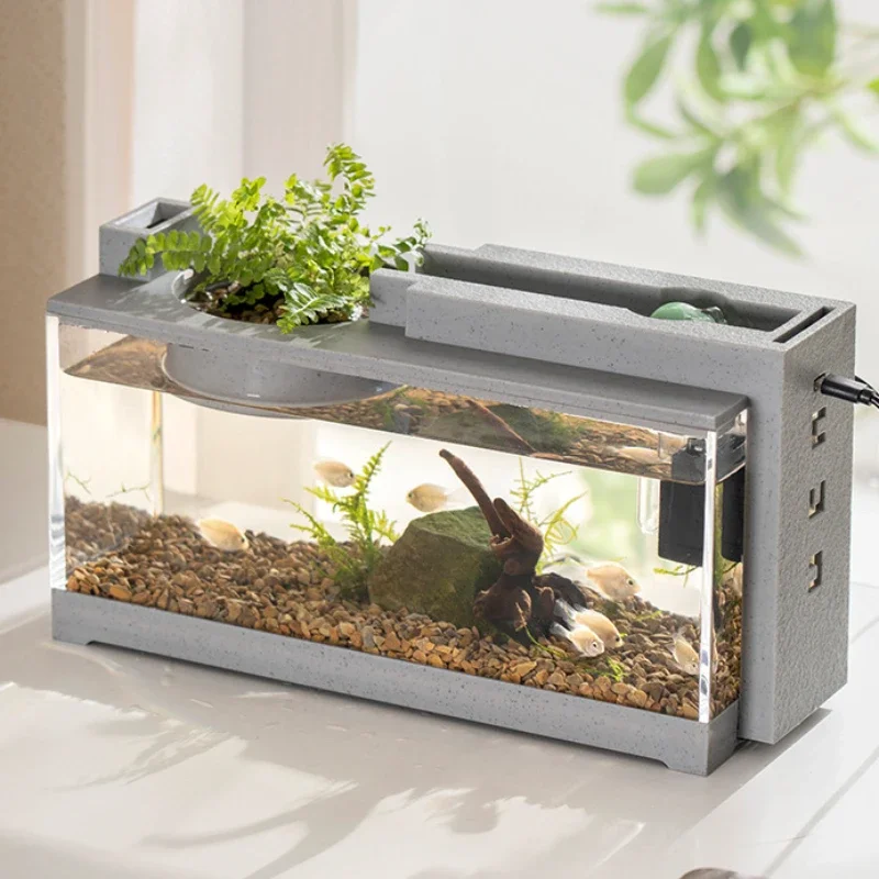 mini fish tank Self circulating fish tank with charging filter desktop  living room household water free ecological aquarium