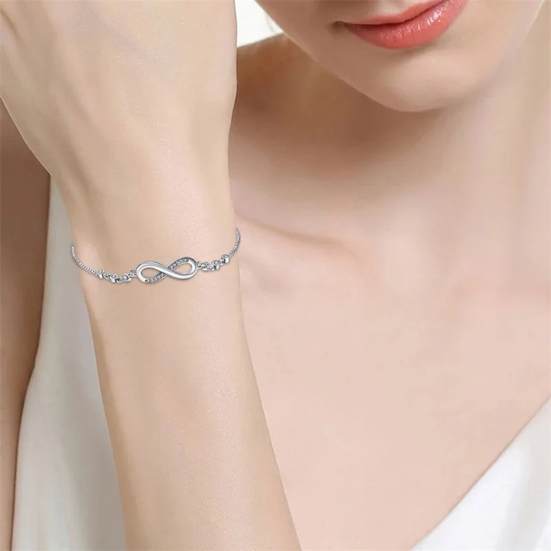 Fine 925 Sterling Silver Crystal Bracelets For Women Fashion Vintage Knot Adjustable Charm Bracelets Party Wedding Jewelry Gifts preview-2