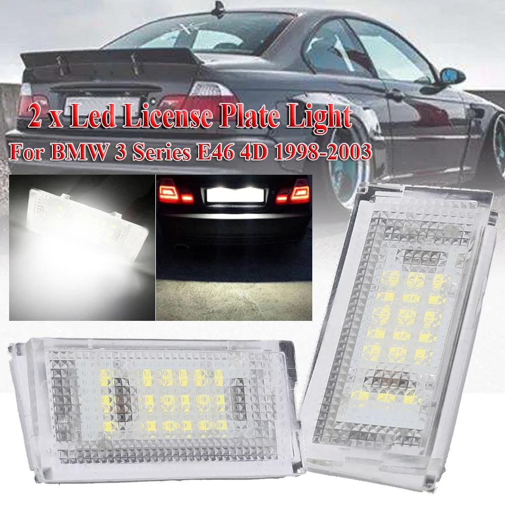 2PCS Led License Plate Light Led Canbus Auto Tail Light White LED Bulbs For BMW 3er E46 4D 1998-2003 Car Accessories-animated-img