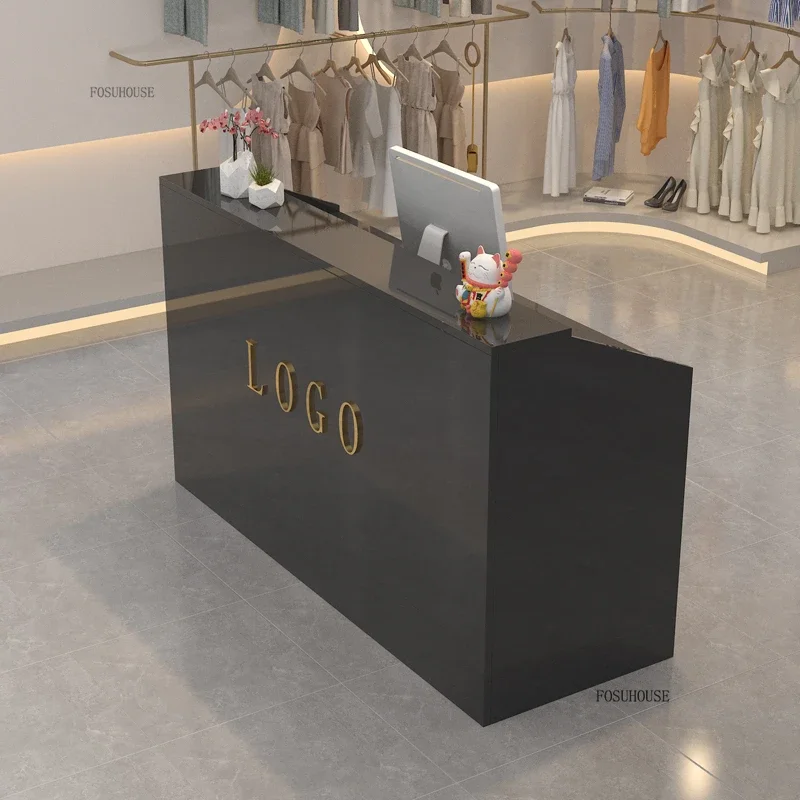 New Company Front Reception Desks Office Furniture Bar Cashier Shop Small Clothing Store Beauty Salon Reception Counter Table A-animated-img