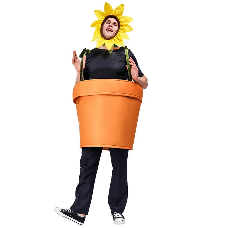 Halloween Flower Pot Costume for Adults Cosplay Women s Sunflower Costume with Headpiece for Garden Theme Party Sunflower-animated-img