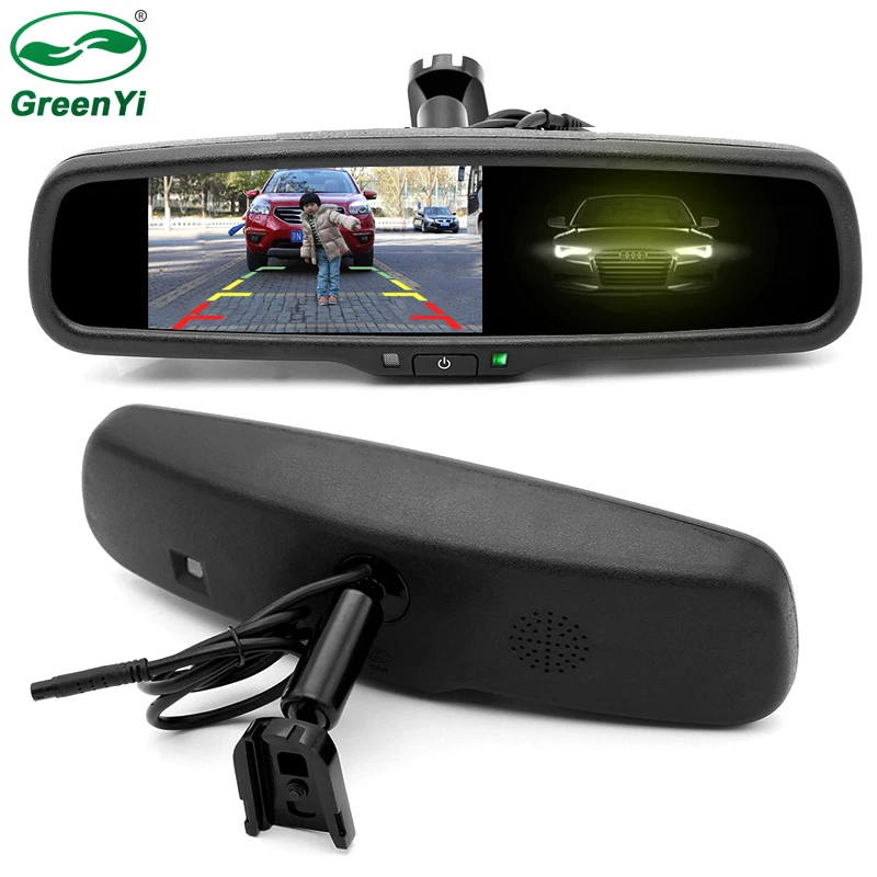 HD 4.3 Inch Car Auto Dimming Anti Glare Rearview Mirror Vehicle Parking Monitor With Original Bracket Connect to Reverse Camera-animated-img