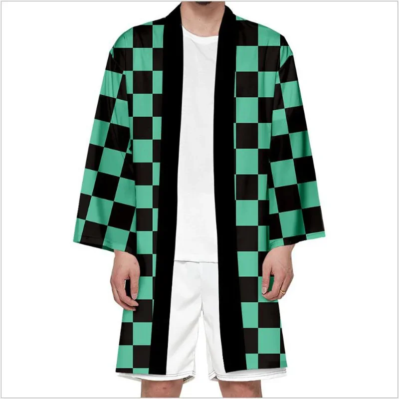 Cosplay Adult Kid Kimetsu No Yaiba Kimono Cardigan Coat Tanjirou Nezuko Tomioka Giyuu Haori Cape Halloween Costume-animated-img