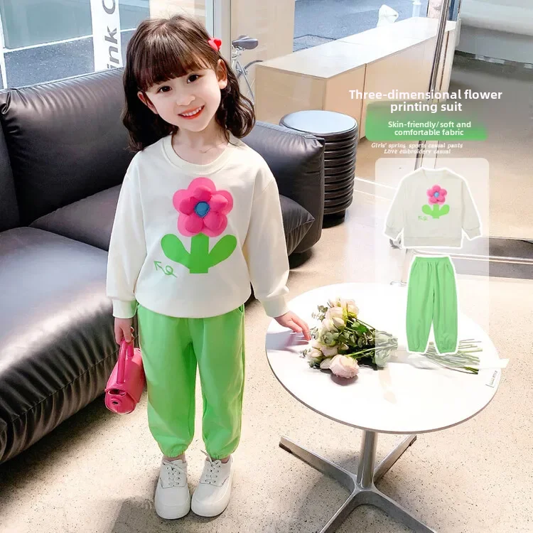 Spring-autumn 2023 New Children's Suit Women's Baby Autumn Collection Stylish 2-piece Set Girls Infant Clothing preview-3