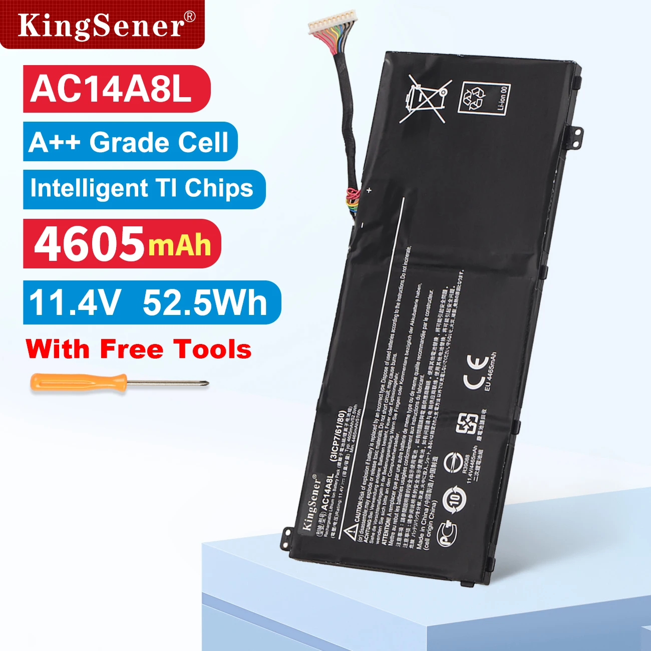 KingSener AC14A8L Laptop Battery For Acer Aspire VN7-571 VN7-571G VN7-591 VN7-591G VN7-791G MS2391 KT.0030G.001 11.4V 4605mAh-animated-img