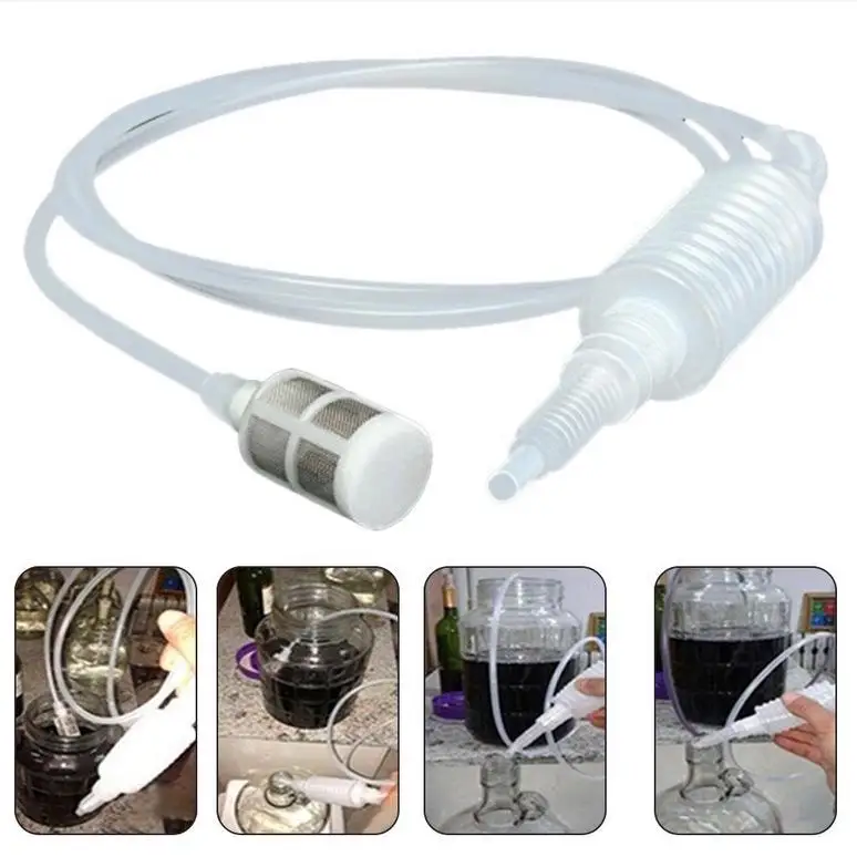 Manual Plastic Home Brew Syphon Tube Pipe Hose Water Wine Hand Transfer Pump Kitchen Beer Fermentation Wine Making-animated-img