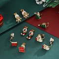 5 Pairs/Set Christmas Ear Clip Earrings For Women Zircon Xmas Tree Santa Claus Snowflake Ear Bone Clip Earring Party Jewelry preview-1