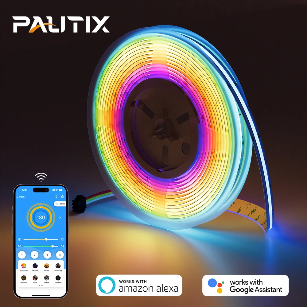קנו אלי אקספרס  PAUTIX 12V/24V COB RGBIC Pixel Addressable LED