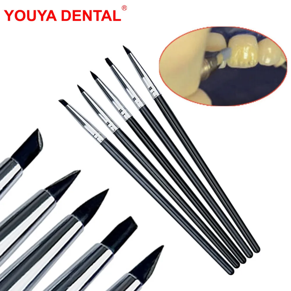 5pcs Dental Shaping Silicone Tooth Tool Dental Resin Brush Pens For Adhesive Composite Cement Porcelain Teeth Tools Oral Hygiene-animated-img