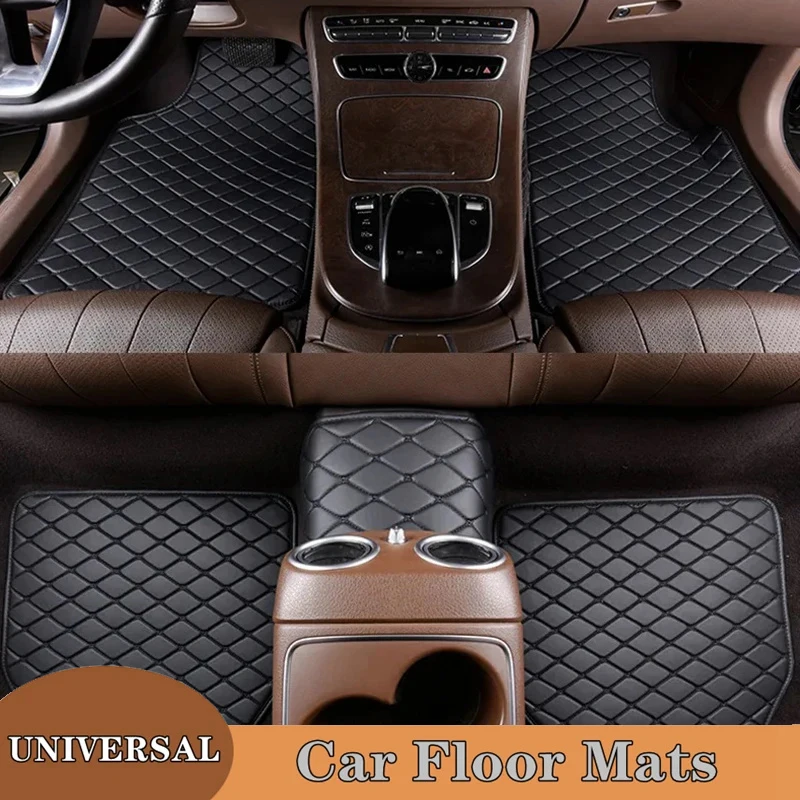Universal Car Floor Mats 5PCS Quality PU Leather Wear-resistant Car Foot Pad Protector Automobile Floor Car Interior Accessories-animated-img