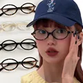 Y2K Leopard Small Frame Glasses Oval Women Girls Retro Anti Blue Light Eyewear Glass Computer Reading Eyeglasses Decorative preview-1