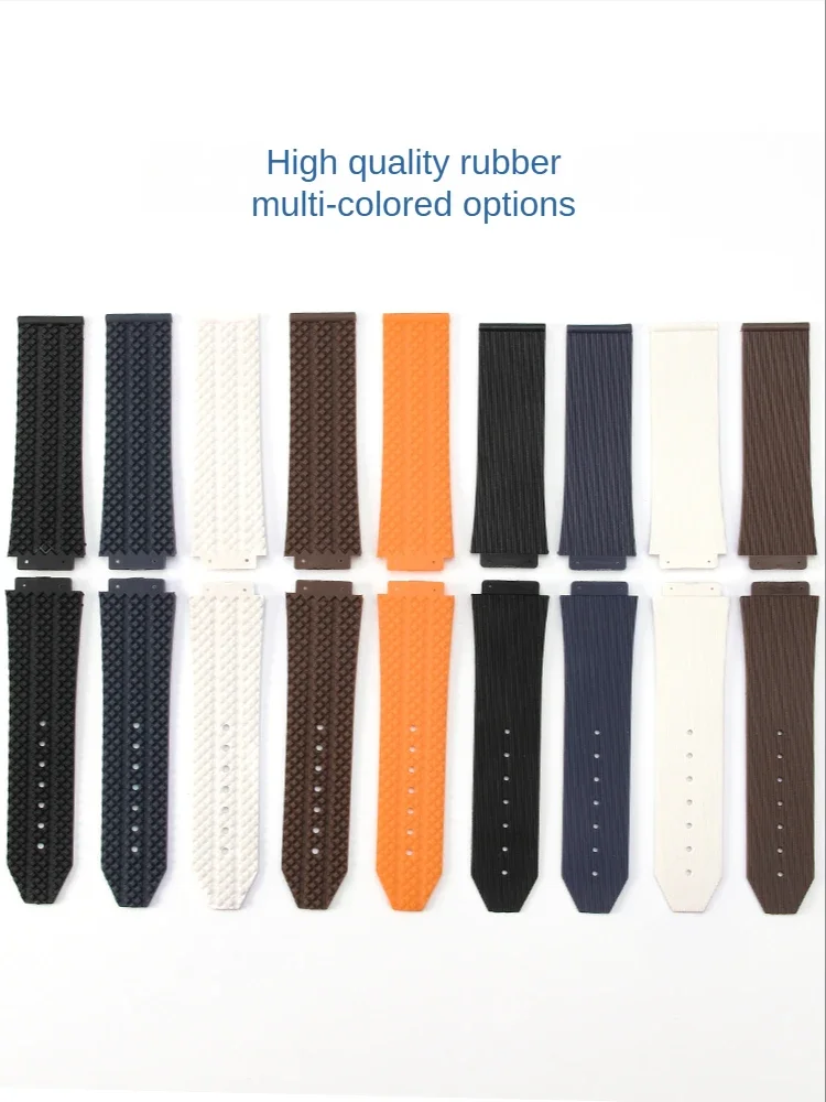 Soft Comfortable Rubber Watchbands for Hublot Yubo Big Bang Convex Interface 26x19mm 24x17mm high-quality Silicone Watch Strap-animated-img