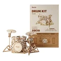 Robotime 3D Wooden Puzzle Toy DIY Cello Model Kits Wooden Craft Kits DIY Model Drum Kit  Adorable Home Decoration for Teens preview-1