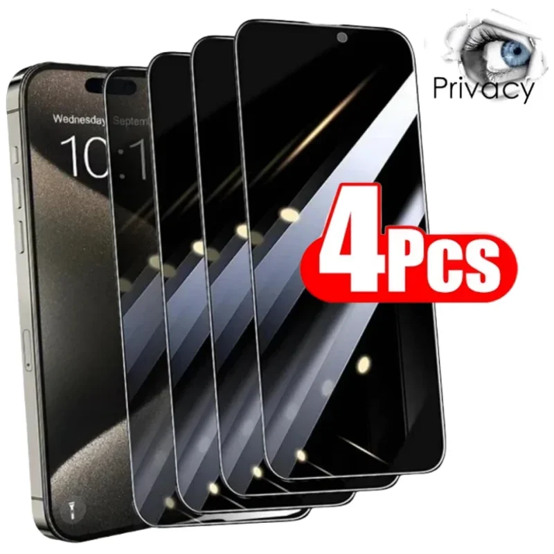 1-4Pcs Anti-spy Tempered Glass for IPhone 16 15 14 13 12 11 Pro Max Full Cover Privacy Screen Protector For iPhone 15 16 Glass-animated-img