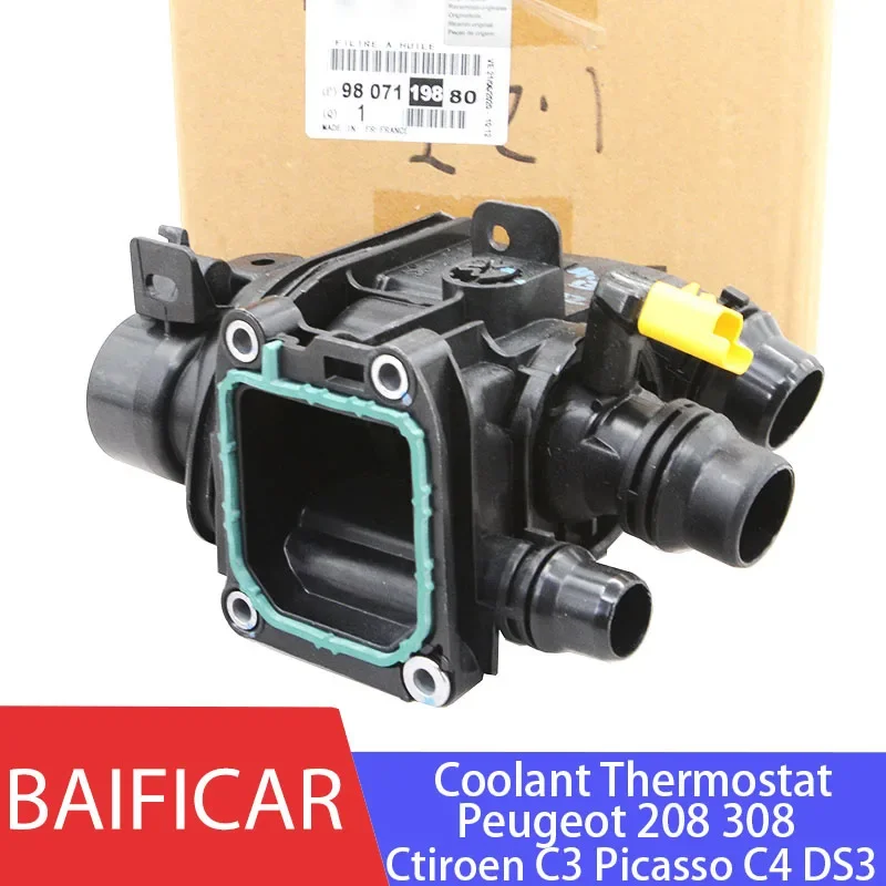 Baificar Brand New Coolant Thermostat Housing 9807198480 9807119880 For Peugeot 208 308 Ctiroen C3 Picasso C4 DS3 1.2-animated-img