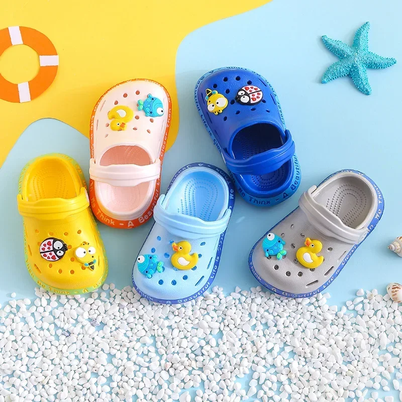 Summer Children Garden Clogs Shoes Boys&Girls Beach Sandal Kids Lightweight Breathable Cute Cartoon Slip Baby Slippers-animated-img