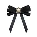 Black Ribbon Pearl Black Bow Tie Women Blouse Bowknot Temperament All-match Elegant Wear Accessories G1T7 preview-4