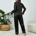 Plus Size Autumn and Winter Silk Pajamas Women Tops and Pants Solid Casual Soft Nightwear Buttons Cardigan Sleepwear Homewear preview-3