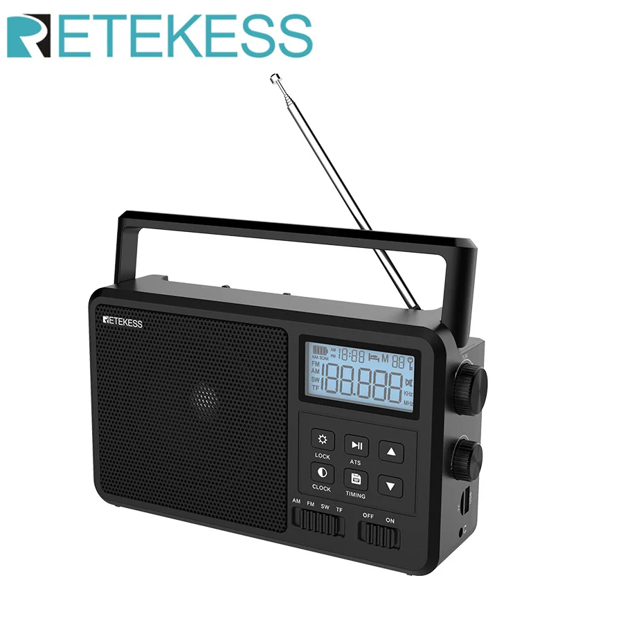 Retekess TR638 Radio Portable AM FM SW All Waves Radio Bluetooth Compatible Shortwave Radio Battery Operated Alarm Clock TF Card-animated-img