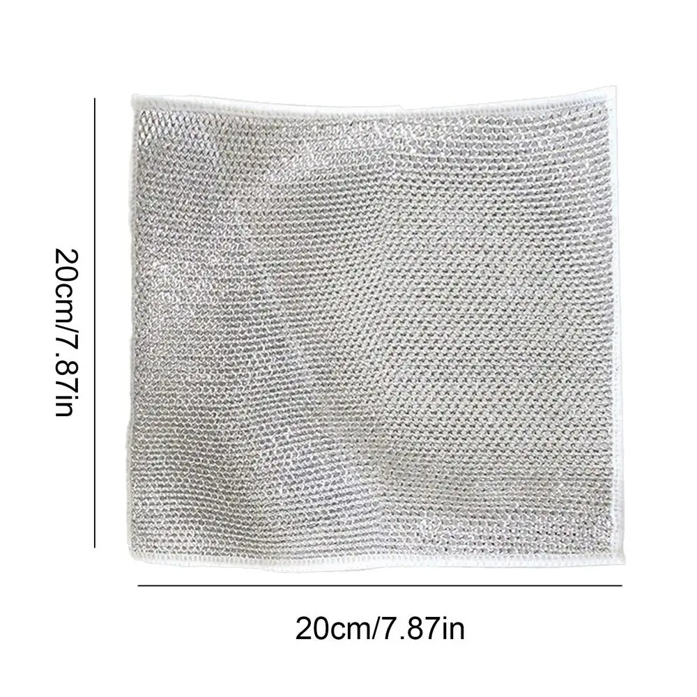 Double Layer Wire Dishcloth Rust Removal Cleaning Cloth Kitchen Dish Towel  Metal Wire Cleaning Rag Microwave Oven Cleaning Tool