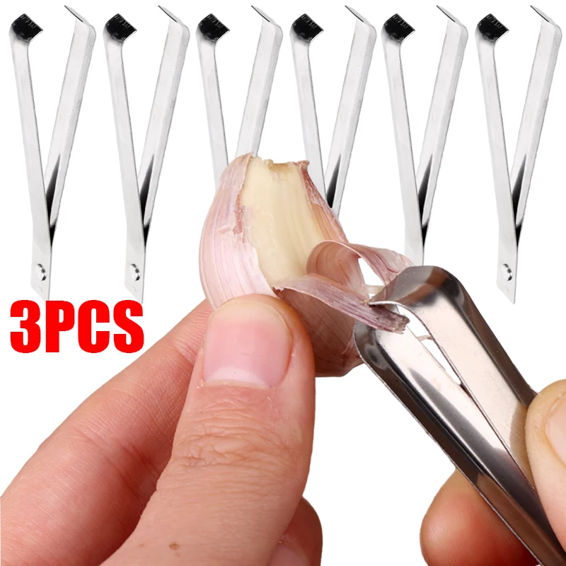 1/3PCS Stainless Steel Garlic Peeler Quickly Garlic Peeling Pig Hair Plucking Clip Manual Tweezers Gadgets Kitchen Accessories-animated-img