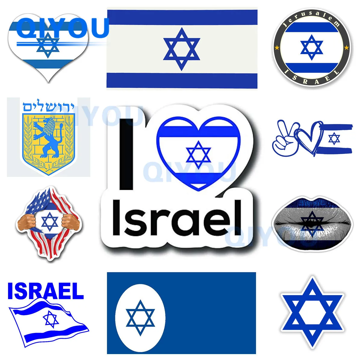 Israel Flag Car Sticker Coat of Arms City Flag Israel Stickers Suitable for Helmet Motorcycle Laptops PVC Decal Waterproof-animated-img